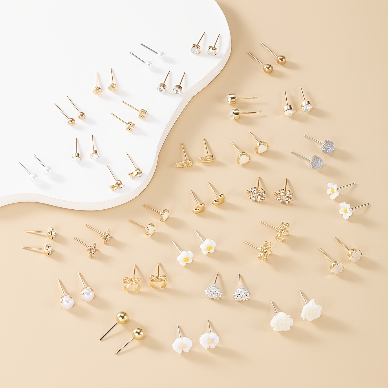 Vacation Themed Stud Earring Set Rhinestone Inlay